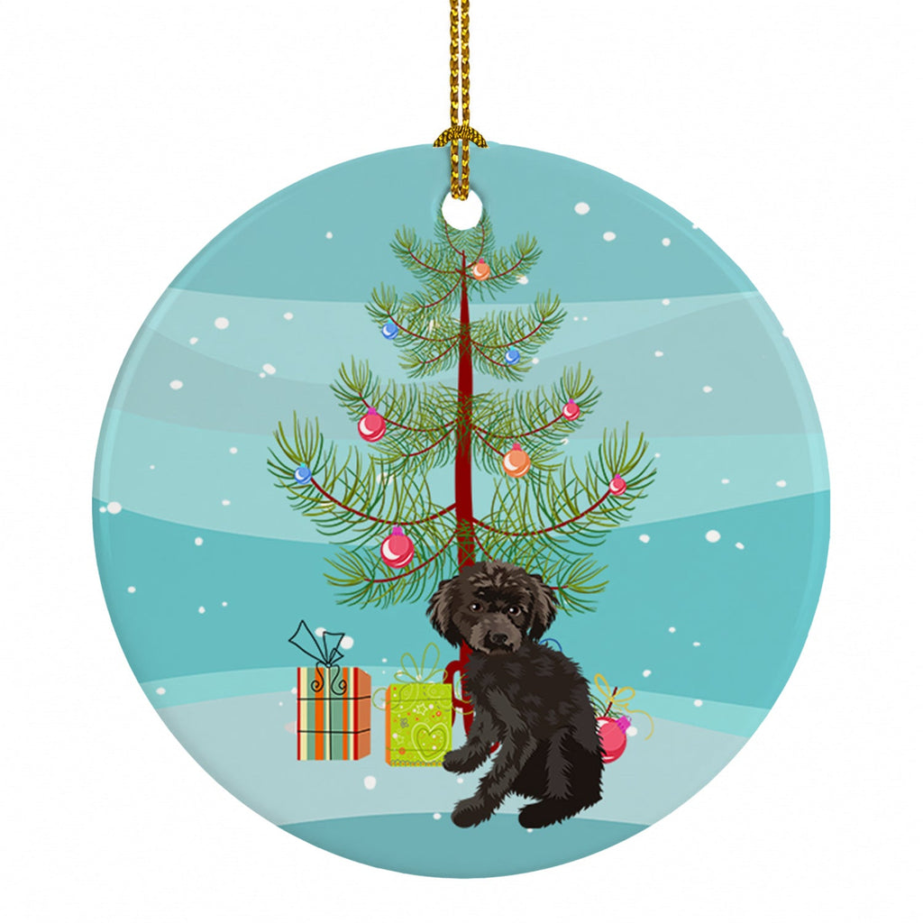 Poodle Toy Brown Christmas Ceramic Ornament Christmas Tree Hanging Decorations for Home Christmas Holiday, Party, Gift, 3 in, Multicolor