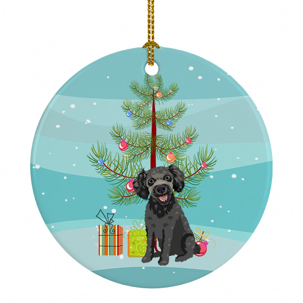 Poodle Toy Grey Christmas Ceramic Ornament Christmas Tree Hanging Decorations for Home Christmas Holiday, Party, Gift, 3 in, Multicolor