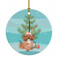 Poodle Toy Red Christmas Ceramic Ornament Christmas Tree Hanging Decorations for Home Christmas Holiday, Party, Gift, 3 in, Multicolor