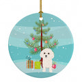 Poodle Toy White Christmas Ceramic Ornament Christmas Tree Hanging Decorations for Home Christmas Holiday, Party, Gift, 3 in, Multicolor