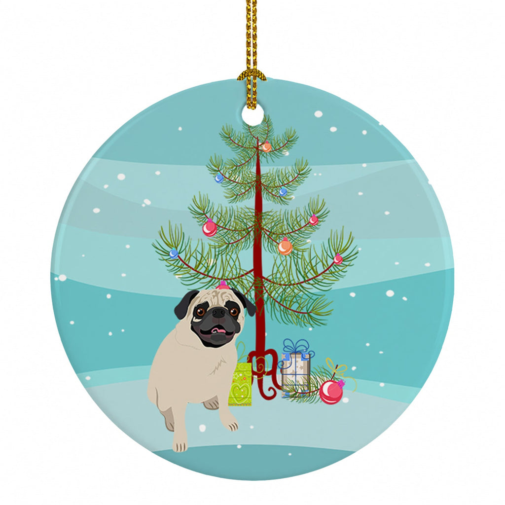Pug Fawn #2 Christmas Ceramic Ornament Christmas Tree Hanging Decorations for Home Christmas Holiday, Party, Gift, 3 in, Multicolor
