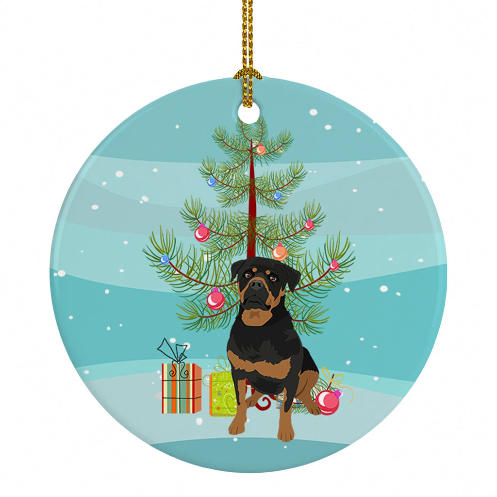 Rottweiler Black and Mahogany Christmas Ceramic Ornament Christmas Tree Hanging Decorations for Home Christmas Holiday, Party, Gift, 3 in, Multicolor