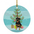 Rottweiler Black and Mahogany Christmas Ceramic Ornament Christmas Tree Hanging Decorations for Home Christmas Holiday, Party, Gift, 3 in, Multicolor