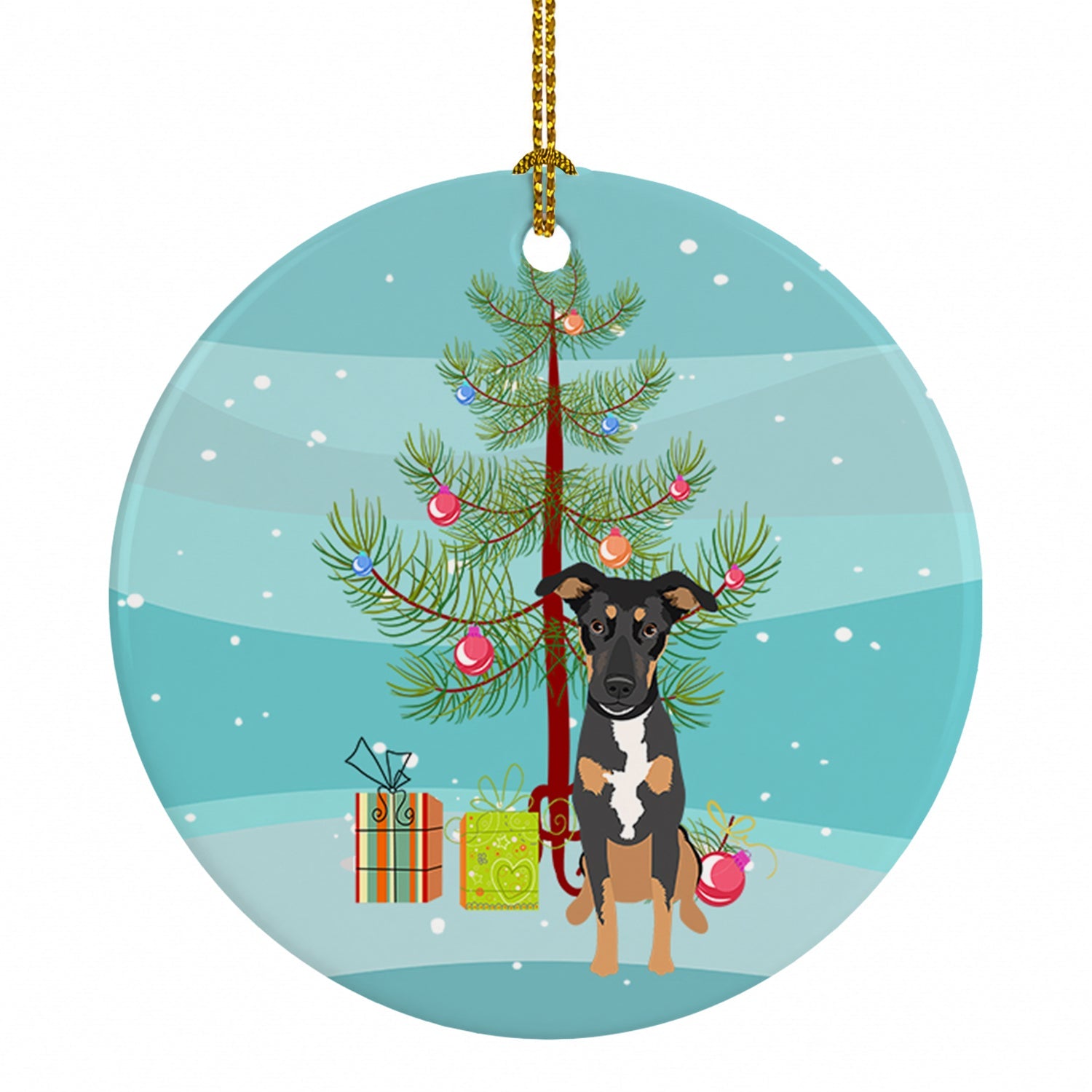 Rottweiler Black and Tan #6 Christmas Ceramic Ornament Christmas Tree Hanging Decorations for Home Christmas Holiday, Party, Gift, 3 in, Multicolor