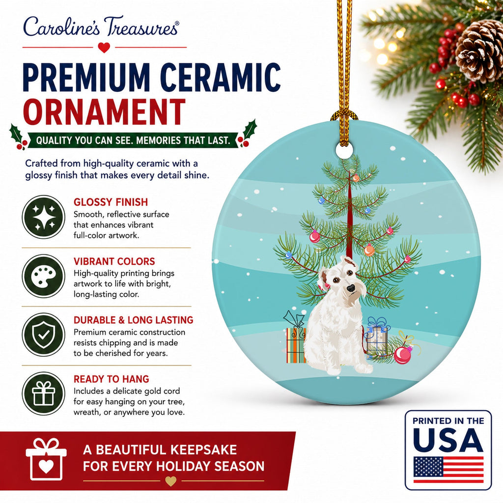 Schnauzer White #1 Christmas Ceramic Ornament Christmas Tree Hanging Decorations for Home Christmas Holiday, Party, Gift, 3 in, Multicolor