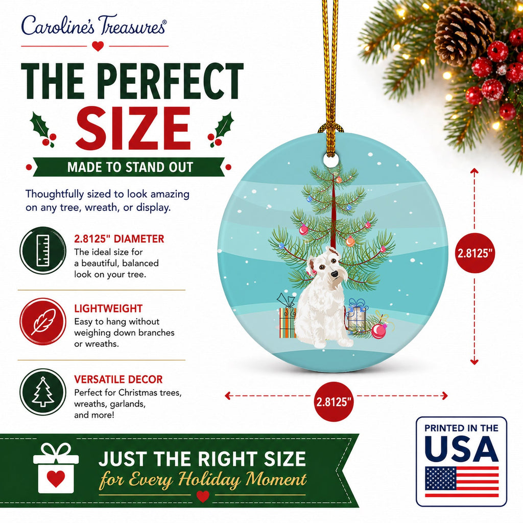 Schnauzer White #1 Christmas Ceramic Ornament Christmas Tree Hanging Decorations for Home Christmas Holiday, Party, Gift, 3 in, Multicolor