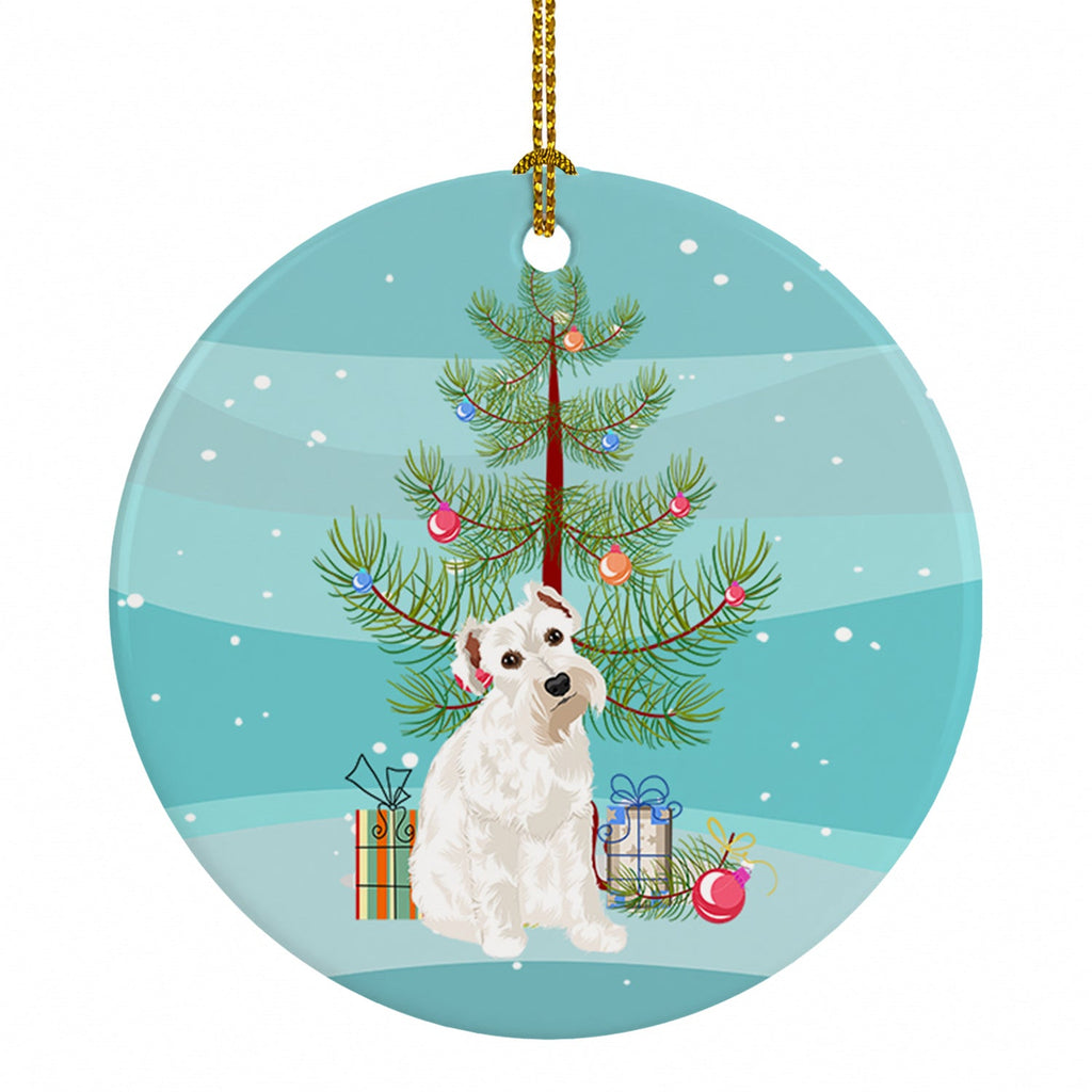 Schnauzer White #1 Christmas Ceramic Ornament Christmas Tree Hanging Decorations for Home Christmas Holiday, Party, Gift, 3 in, Multicolor