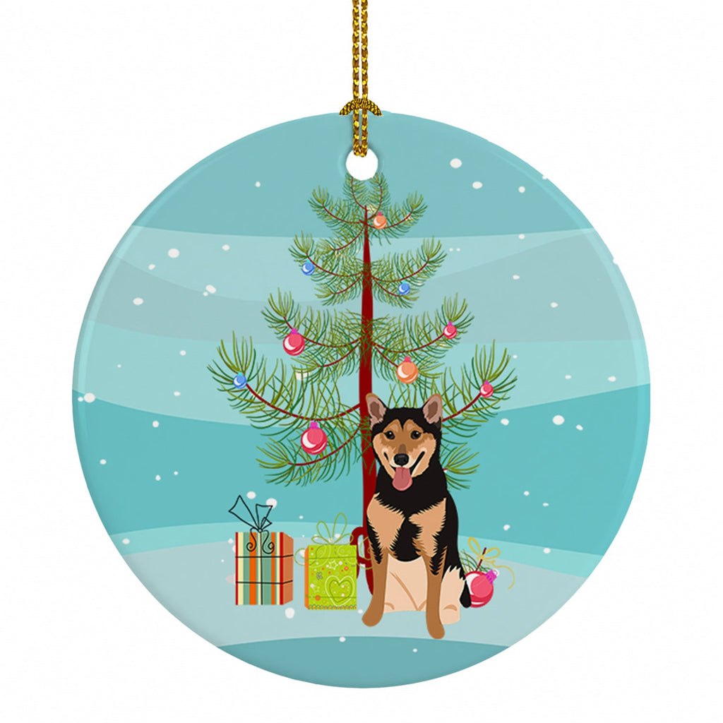 Shiba Inu Black and Tan Christmas Ceramic Ornament Christmas Tree Hanging Decorations for Home Christmas Holiday, Party, Gift, 3 in, Multicolor