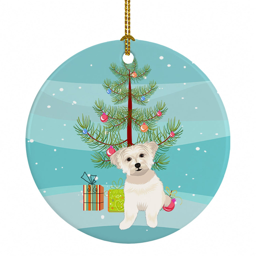 Shih-Tzu Gold #6 Christmas Ceramic Ornament Christmas Tree Hanging Decorations for Home Christmas Holiday, Party, Gift, 3 in, Multicolor