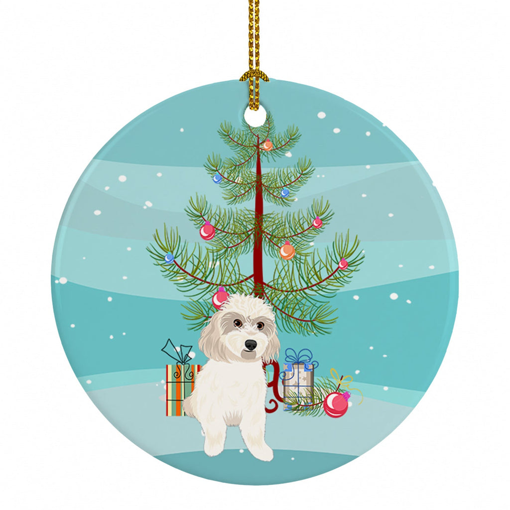 Shih-Tzu Gold #7 Christmas Ceramic Ornament Christmas Tree Hanging Decorations for Home Christmas Holiday, Party, Gift, 3 in, Multicolor