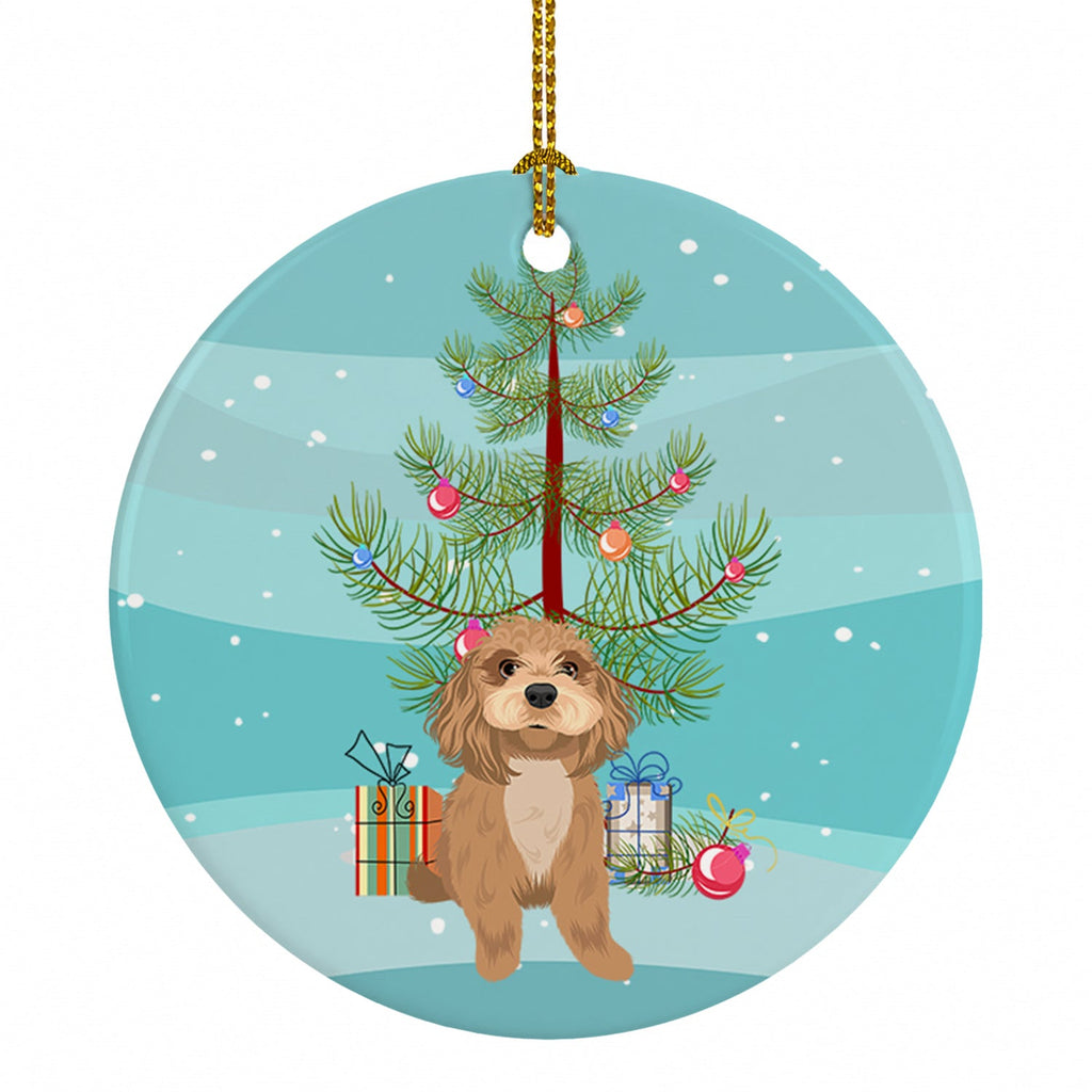 Shih-Tzu Red Christmas Ceramic Ornament Christmas Tree Hanging Decorations for Home Christmas Holiday, Party, Gift, 3 in, Multicolor