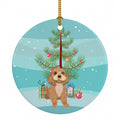 Shih-Tzu Red Christmas Ceramic Ornament Christmas Tree Hanging Decorations for Home Christmas Holiday, Party, Gift, 3 in, Multicolor