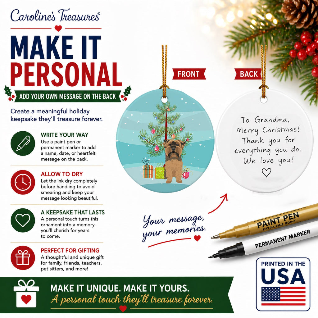 Yorkie Chocolate #1 Christmas Ceramic Ornament Christmas Tree Hanging Decorations for Home Christmas Holiday, Party, Gift, 3 in, Multicolor
