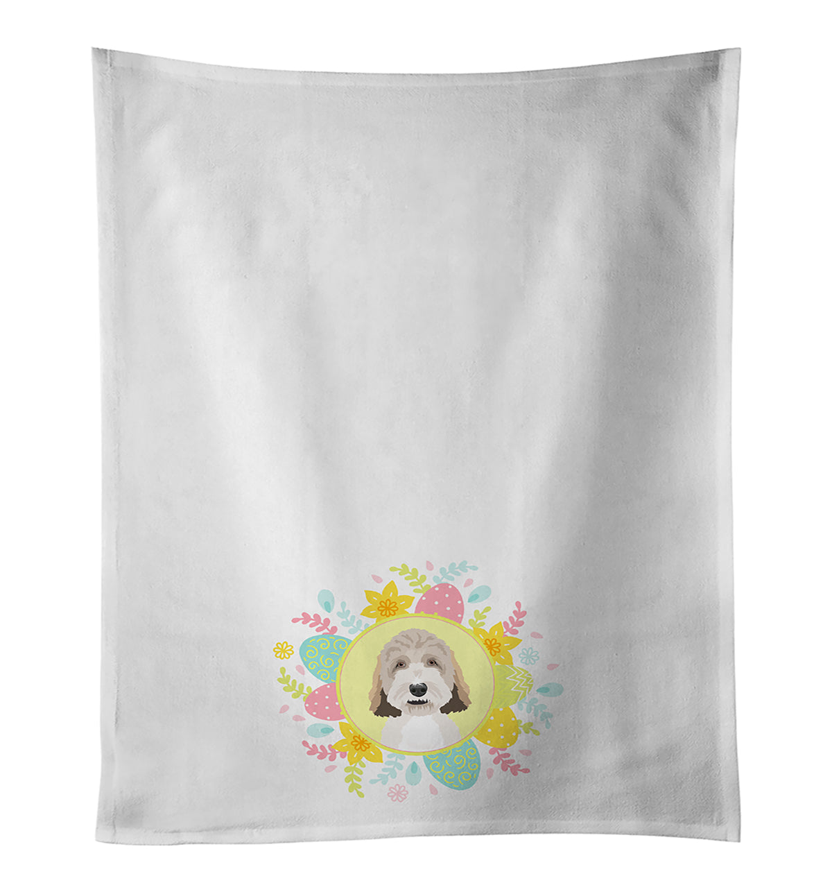 Doodle Tricolor #1 Easter Kitchen Towel Set of 2 White Dish Towels Decorative Bathroom Hand towel for Hand, Face, Hair, Yoga, Tea, Dishcloth, 19 X 28", White