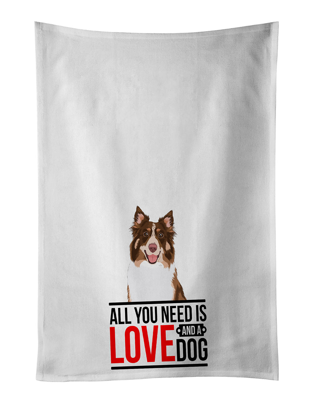 Australian Shepherd Red Tricolor #2 Kitchen Towel Set of 2 White Dish Towels Decorative Bathroom Hand towel for Hand, Face, Hair, Yoga, Tea, Dishcloth, 19 X 28", White