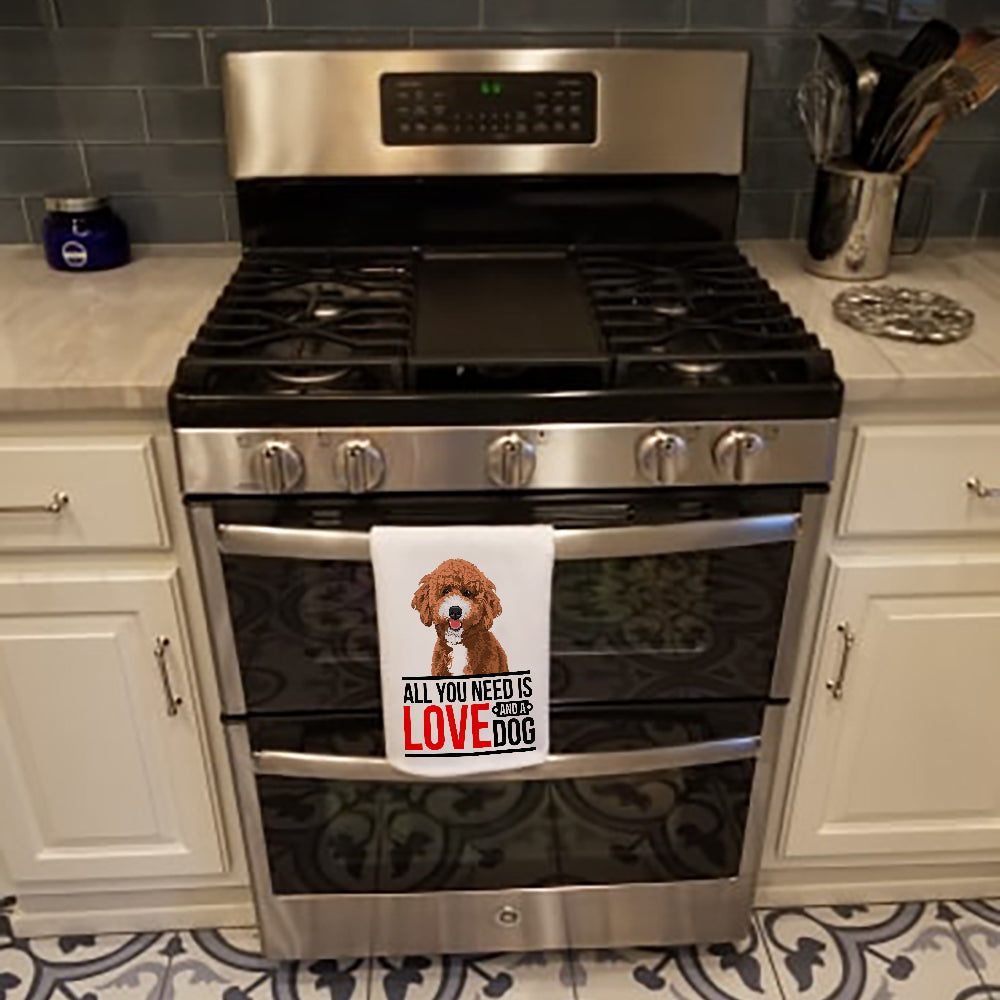 Doodle Red and White  Kitchen Towel Set of 2 White Dish Towels Decorative Bathroom Hand towel for Hand, Face, Hair, Yoga, Tea, Dishcloth, 19 X 28", White