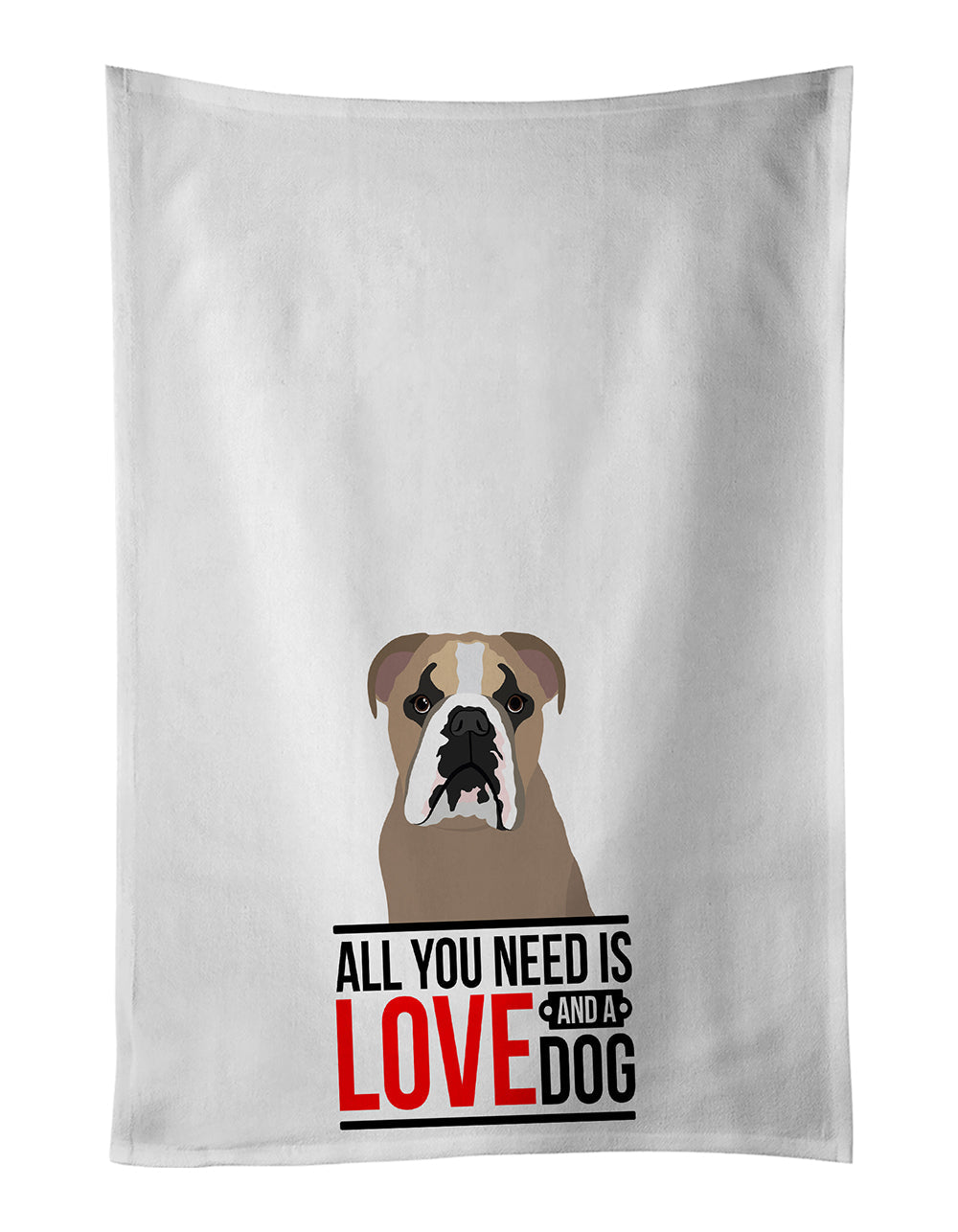 English Bulldog Lilac Tricolor  Kitchen Towel Set of 2 White Dish Towels Decorative Bathroom Hand towel for Hand, Face, Hair, Yoga, Tea, Dishcloth, 19 X 28", White