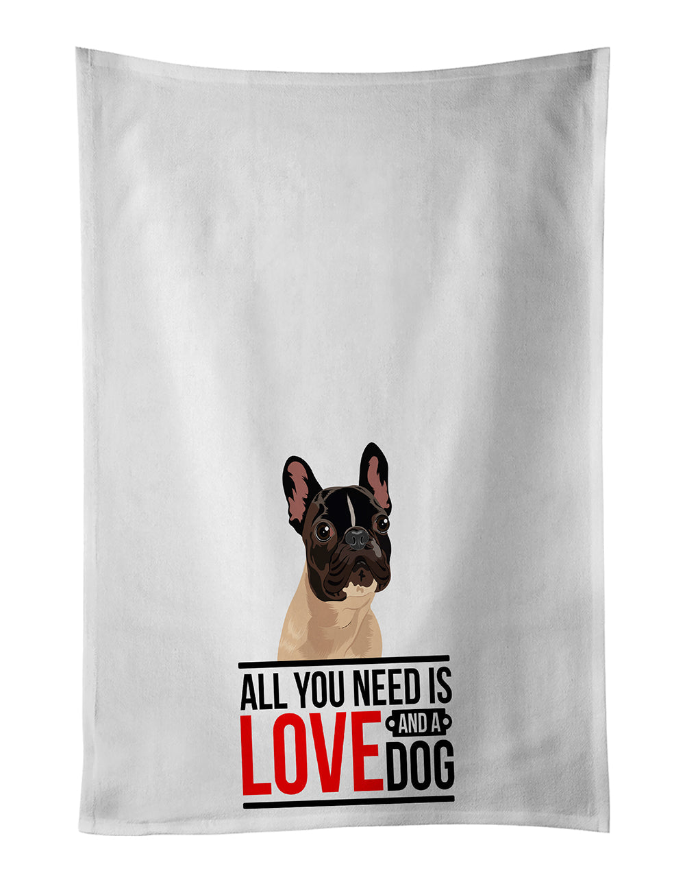 French Bulldog Fawn #3 Kitchen Towel Set of 2 White Dish Towels Decorative Bathroom Hand towel for Hand, Face, Hair, Yoga, Tea, Dishcloth, 19 X 28", White
