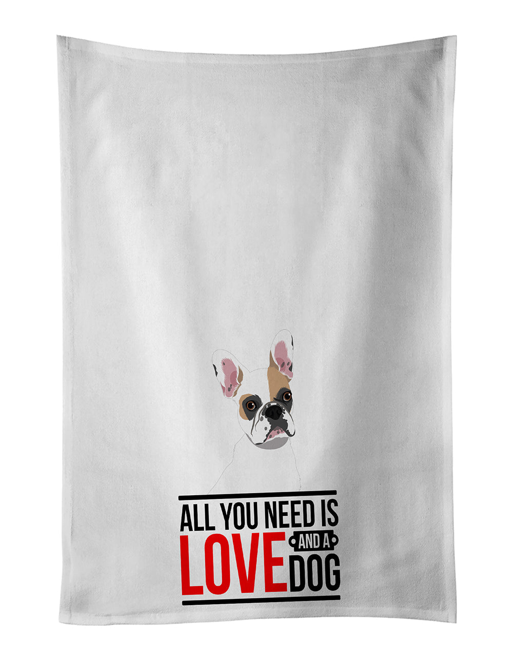 French Bulldog White #1 Kitchen Towel Set of 2 White Dish Towels Decorative Bathroom Hand towel for Hand, Face, Hair, Yoga, Tea, Dishcloth, 19 X 28", White
