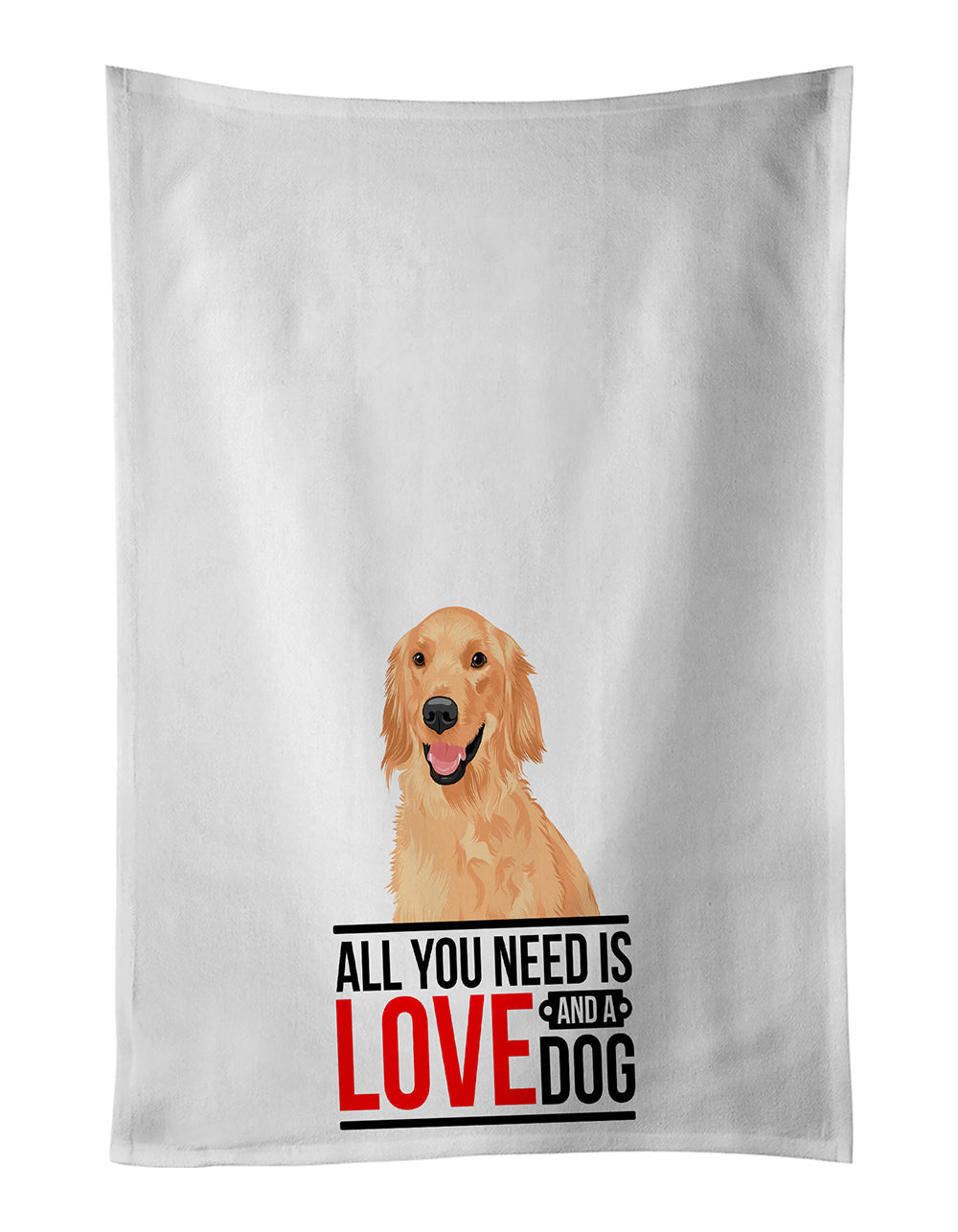 Golden Retriever Gold #1 Kitchen Towel Set of 2 White Dish Towels Decorative Bathroom Hand towel for Hand, Face, Hair, Yoga, Tea, Dishcloth, 19 X 28", White