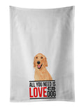 Golden Retriever Gold #1 Kitchen Towel Set of 2 White Dish Towels Decorative Bathroom Hand towel for Hand, Face, Hair, Yoga, Tea, Dishcloth, 19 X 28", White