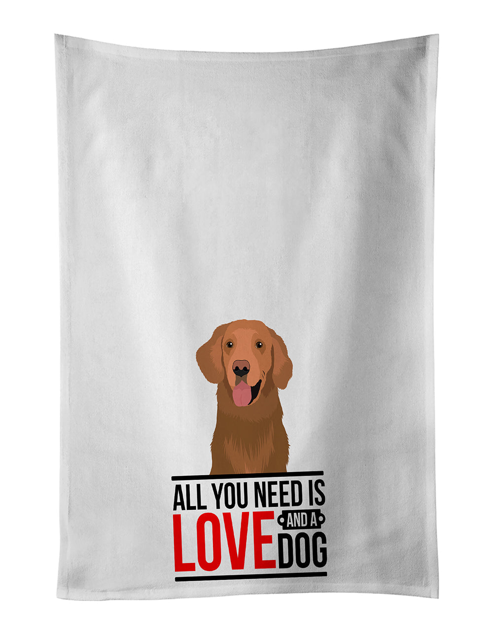 Golden Retriever Red #1 Kitchen Towel Set of 2 White Dish Towels Decorative Bathroom Hand towel for Hand, Face, Hair, Yoga, Tea, Dishcloth, 19 X 28", White