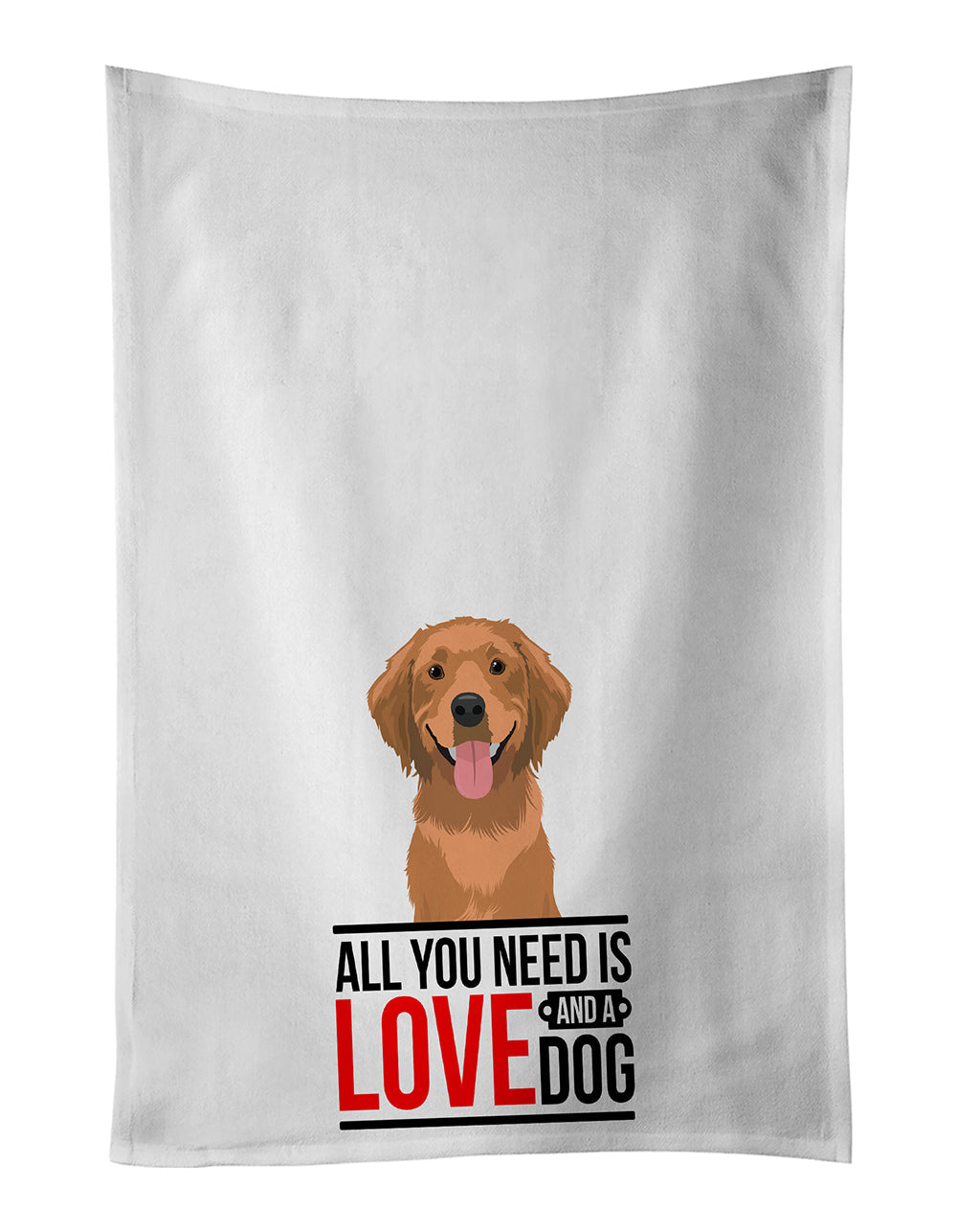 Golden Retriever Red #2 Kitchen Towel Set of 2 White Dish Towels Decorative Bathroom Hand towel for Hand, Face, Hair, Yoga, Tea, Dishcloth, 19 X 28", White