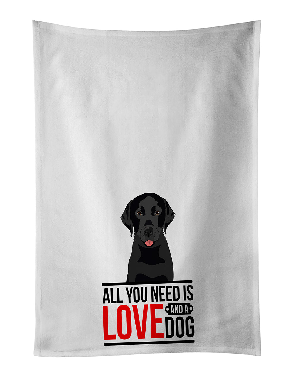 Labrador Retriever Black #3 Kitchen Towel Set of 2 White Dish Towels Decorative Bathroom Hand towel for Hand, Face, Hair, Yoga, Tea, Dishcloth, 19 X 28", White