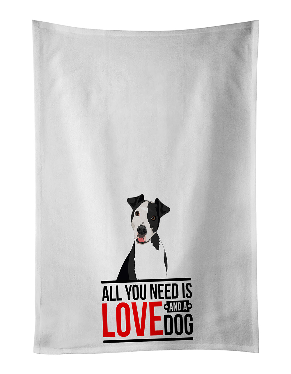 Pit Bull Black #2 Kitchen Towel Set of 2 White Dish Towels Decorative Bathroom Hand towel for Hand, Face, Hair, Yoga, Tea, Dishcloth, 19 X 28", White