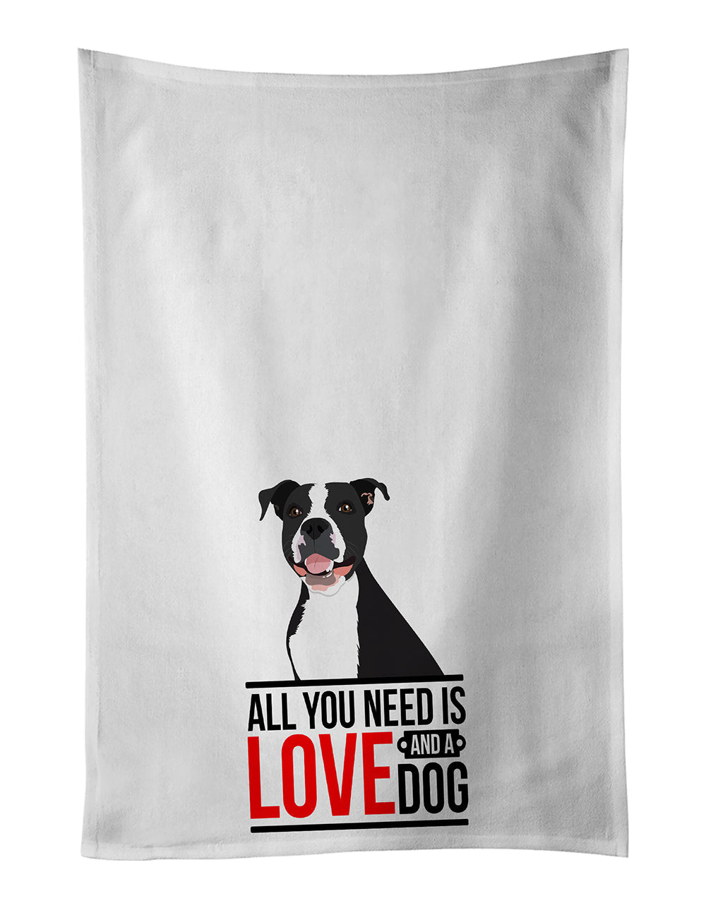 Pit Bull Black #3 Kitchen Towel Set of 2 White Dish Towels Decorative Bathroom Hand towel for Hand, Face, Hair, Yoga, Tea, Dishcloth, 19 X 28", White