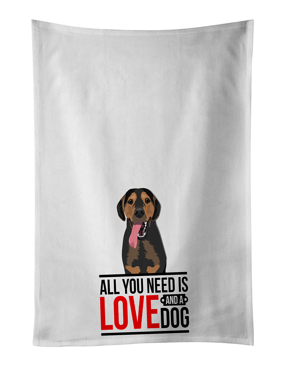 Rottweiler Black and Tan #4 Kitchen Towel Set of 2 White Dish Towels Decorative Bathroom Hand towel for Hand, Face, Hair, Yoga, Tea, Dishcloth, 19 X 28", White