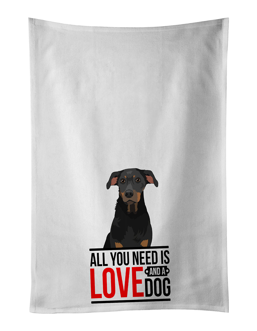 Rottweiler Black and Tan #5 Kitchen Towel Set of 2 White Dish Towels Decorative Bathroom Hand towel for Hand, Face, Hair, Yoga, Tea, Dishcloth, 19 X 28", White