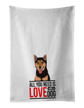 Shiba Inu Black and Tan Kitchen Towel Set of 2 White Dish Towels Decorative Bathroom Hand towel for Hand, Face, Hair, Yoga, Tea, Dishcloth, 19 X 28", White