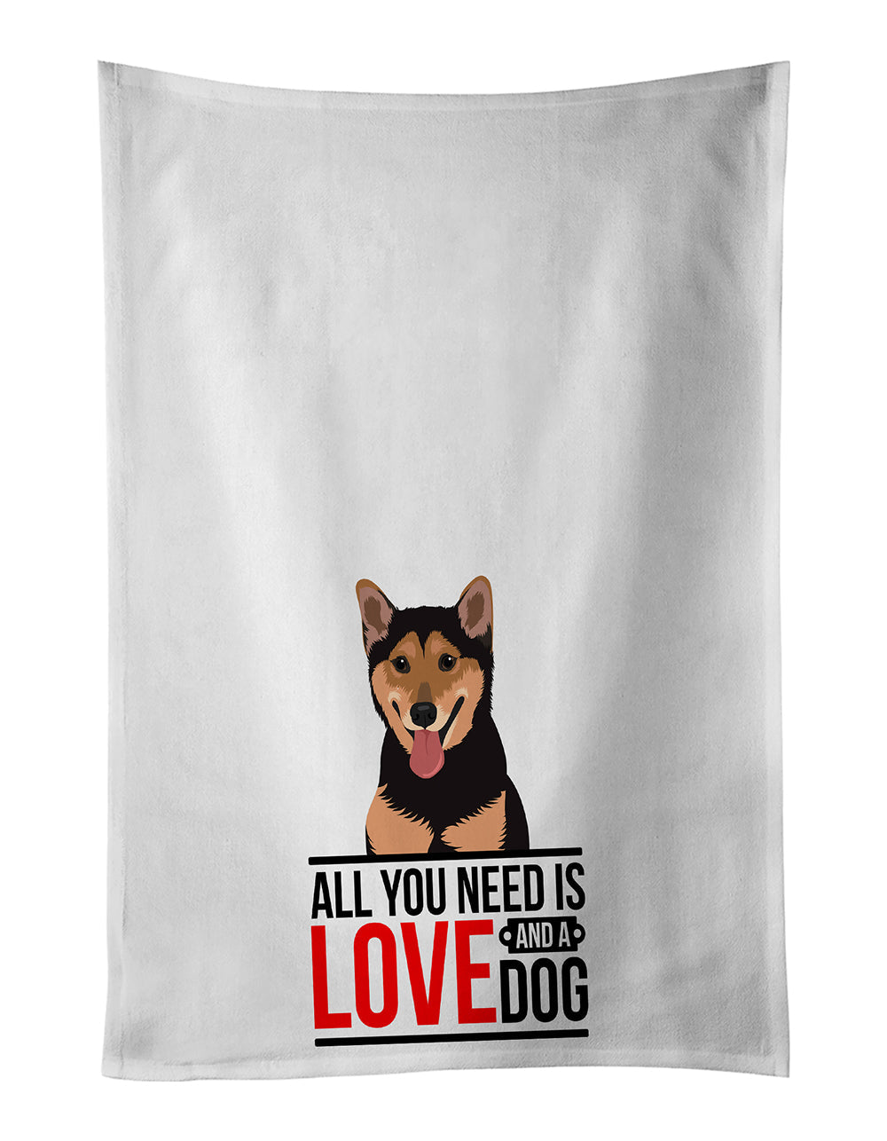 Shiba Inu Black and Tan Kitchen Towel Set of 2 White Dish Towels Decorative Bathroom Hand towel for Hand, Face, Hair, Yoga, Tea, Dishcloth, 19 X 28", White