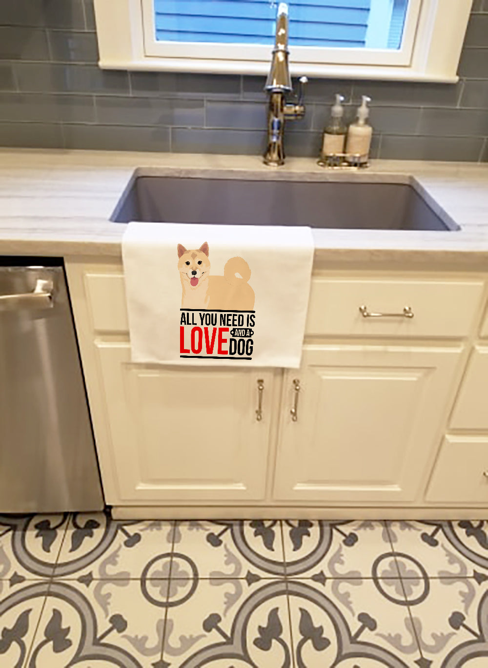 Shiba Inu Cream #1 Kitchen Towel Set of 2 White Dish Towels Decorative Bathroom Hand towel for Hand, Face, Hair, Yoga, Tea, Dishcloth, 19 X 28", White