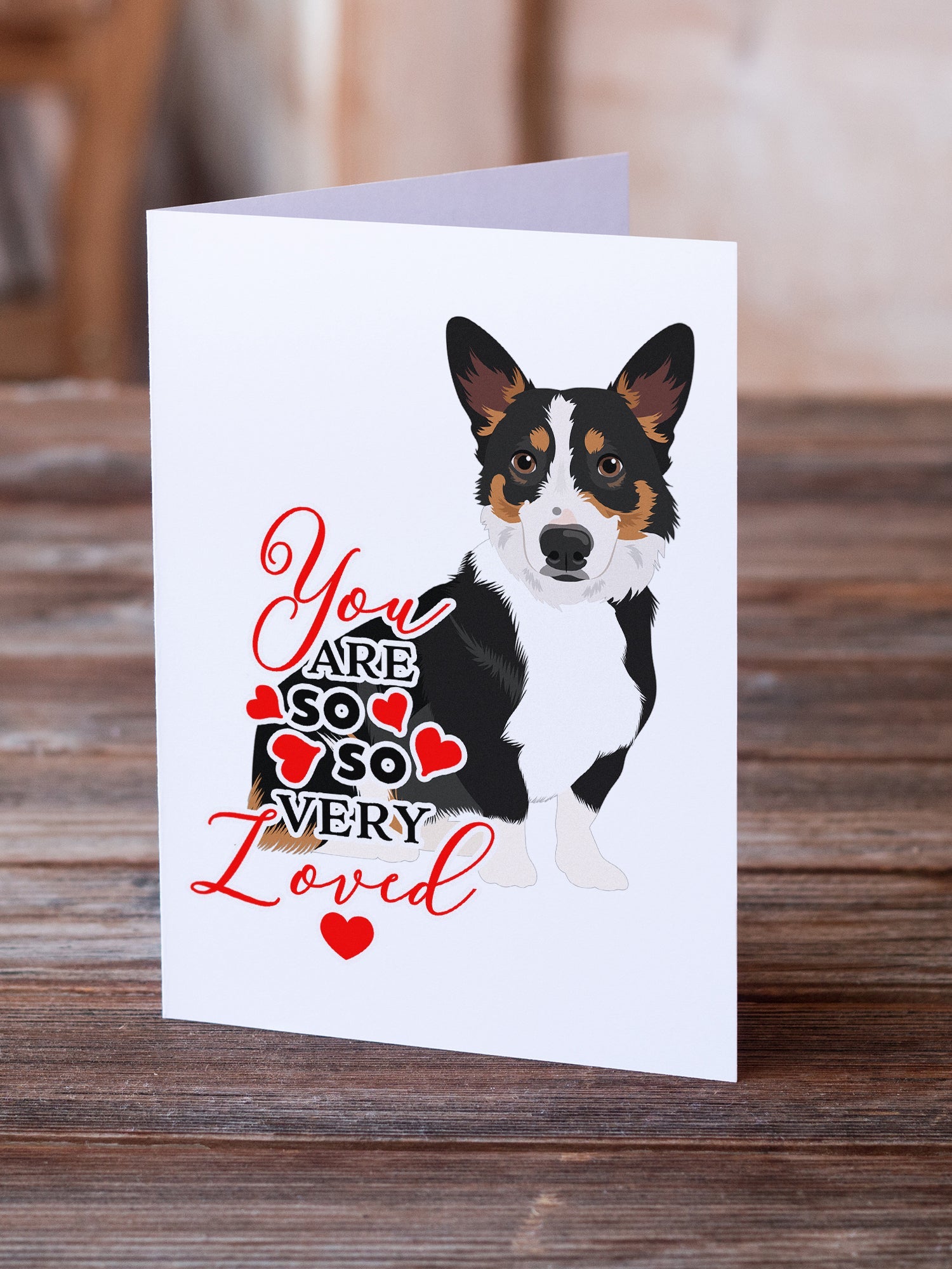Pembroke Welsh Corgi Tricolor Black-Headed #1 so Loved Greeting Cards Pack of 8 Blank Cards with Envelopes Whimsical A7 Size 5x7