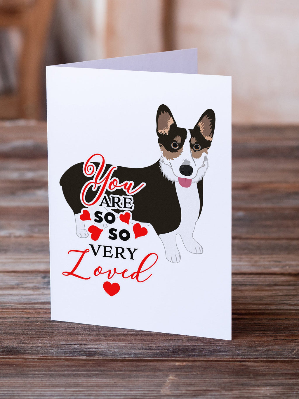 Pembroke Welsh Corgi Tricolor Black-Headed #2 so Loved Greeting Cards Pack of 8 Blank Cards with Envelopes Whimsical A7 Size 5x7
