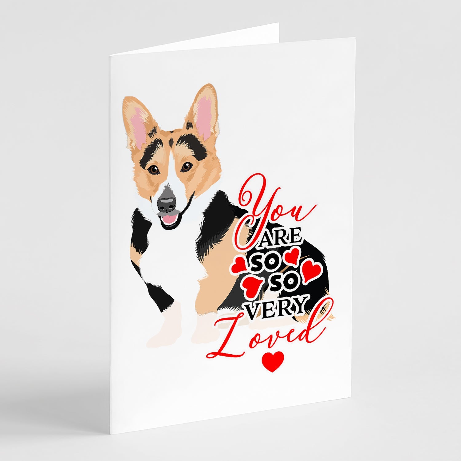 Pembroke Welsh Corgi Tricolor Red-Headed so Loved Greeting Cards Pack of 8 Blank Cards with Envelopes Whimsical A7 Size 5x7