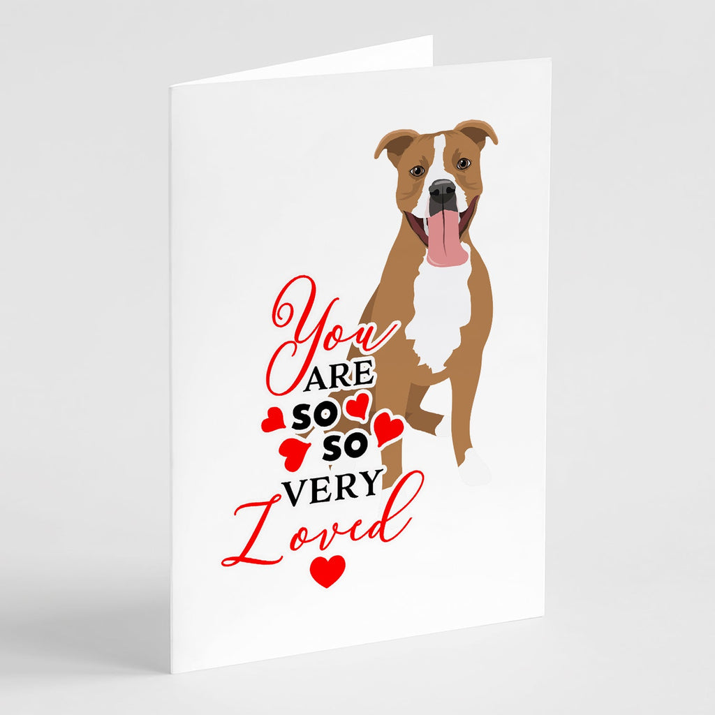 Pit Bull Fawn #2 so Loved Greeting Cards Pack of 8 Blank Cards with Envelopes Whimsical A7 Size 5x7