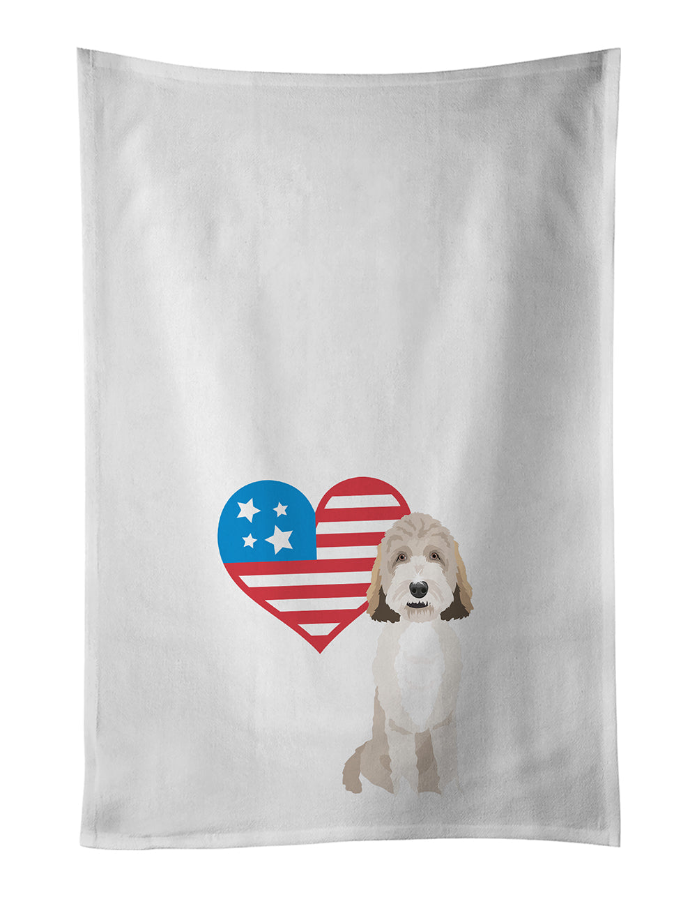 Doodle Tricolor #1 Patriotic Kitchen Towel Set of 2 White Dish Towels Decorative Bathroom Hand towel for Hand, Face, Hair, Yoga, Tea, Dishcloth, 19 X 28", White