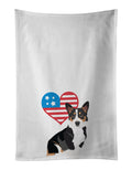 Pembroke Welsh Corgi Tricolor Black-Headed #1 Patriotic Kitchen Towel Set of 2 White Dish Towels Decorative Bathroom Hand towel for Hand, Face, Hair, Yoga, Tea, Dishcloth, 19 X 28", White