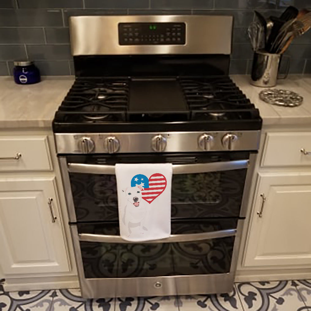 Pit Bull White #1 Patriotic Kitchen Towel Set of 2 White Dish Towels Decorative Bathroom Hand towel for Hand, Face, Hair, Yoga, Tea, Dishcloth, 19 X 28", White