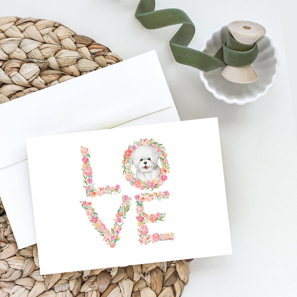 Bichon Frise #2 LOVE Greeting Cards Pack of 8 Blank Cards with Envelopes Whimsical A7 Size 5x7