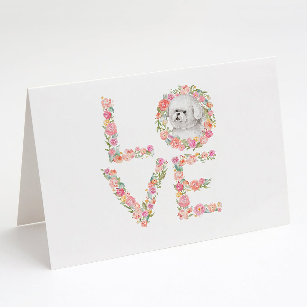 Bichon Frise #6 LOVE Greeting Cards Pack of 8 Blank Cards with Envelopes Whimsical A7 Size 5x7