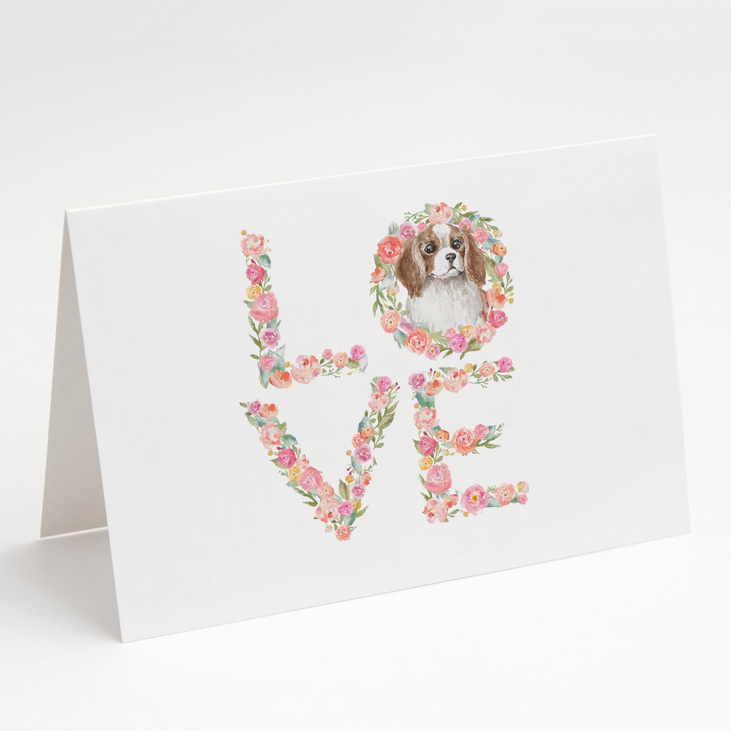 Cavalier Spaniel Blenheim #2 LOVE Greeting Cards Pack of 8 Blank Cards with Envelopes Whimsical A7 Size 5x7