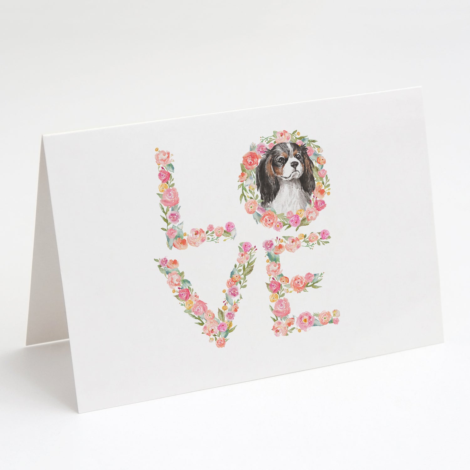 Cavalier Spaniel Tricolor #3 LOVE Greeting Cards Pack of 8 Blank Cards with Envelopes Whimsical A7 Size 5x7