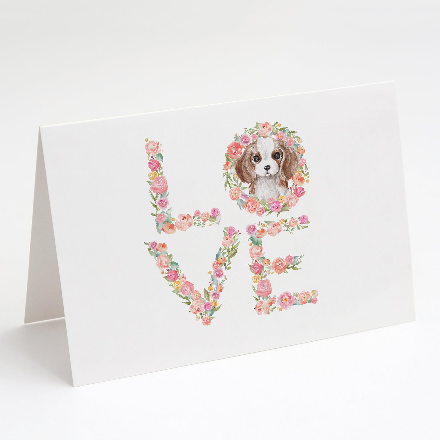 Cavalier Spaniel Blenheim #4 LOVE Greeting Cards Pack of 8 Blank Cards with Envelopes Whimsical A7 Size 5x7