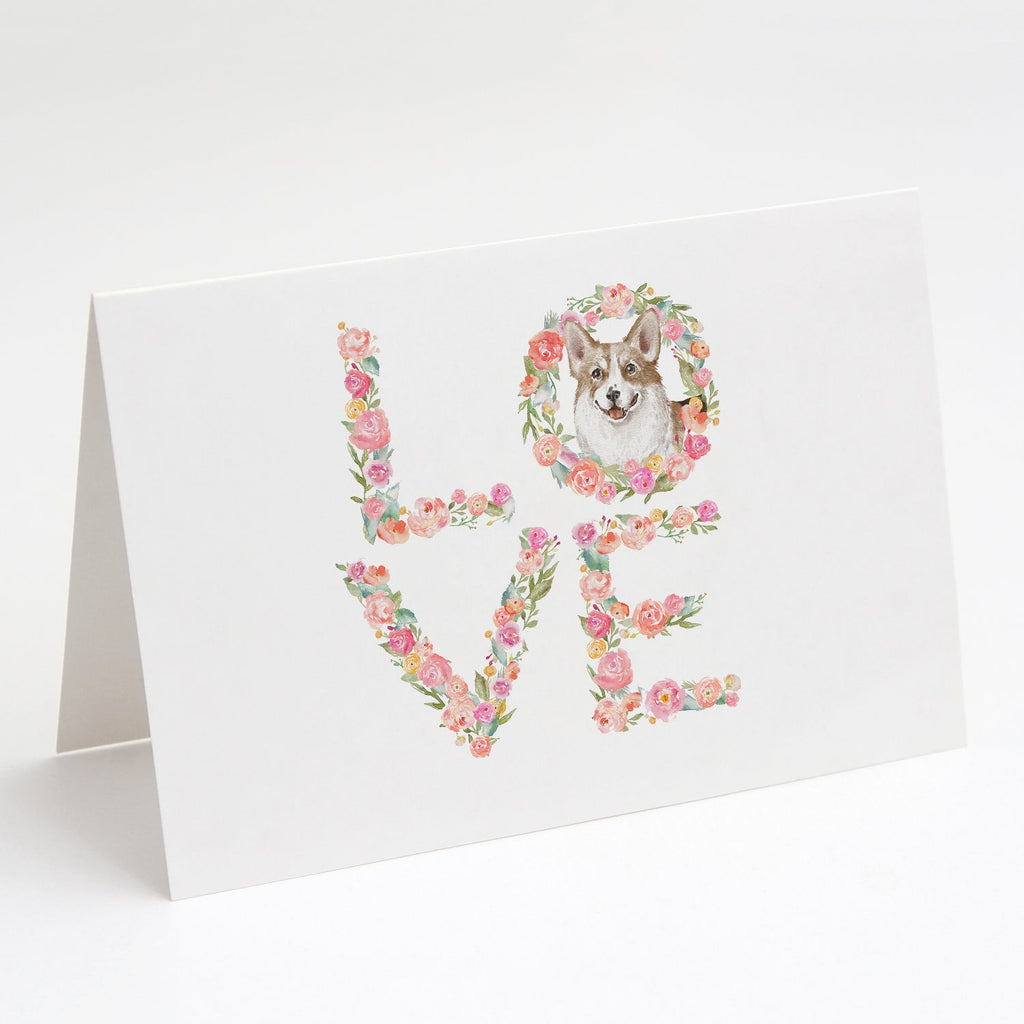 Corgi LOVE Greeting Cards Pack of 8 Blank Cards with Envelopes Whimsical A7 Size 5x7