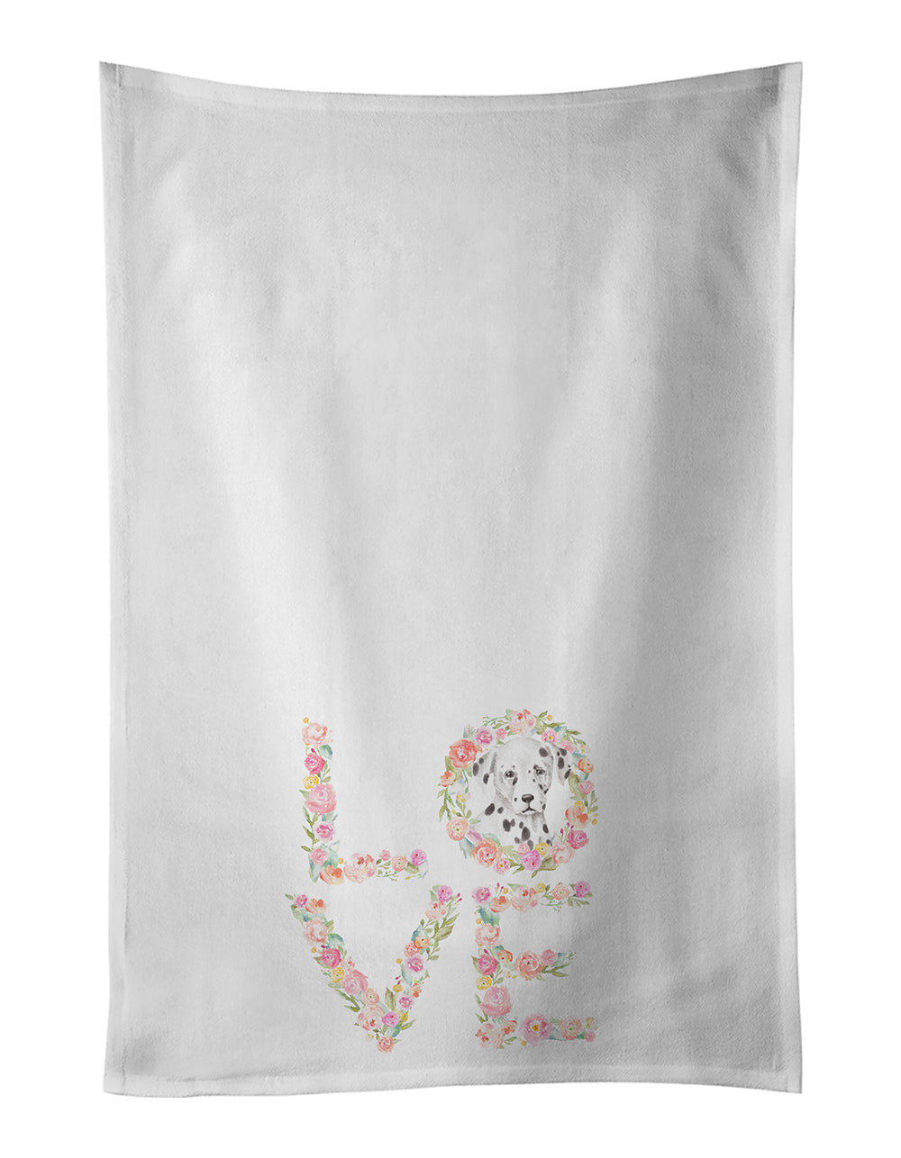 Dalmatian #1 LOVE Kitchen Towel Set of 2 White Dish Towels Decorative Bathroom Hand towel for Hand, Face, Hair, Yoga, Tea, Dishcloth, 19 X 28", White