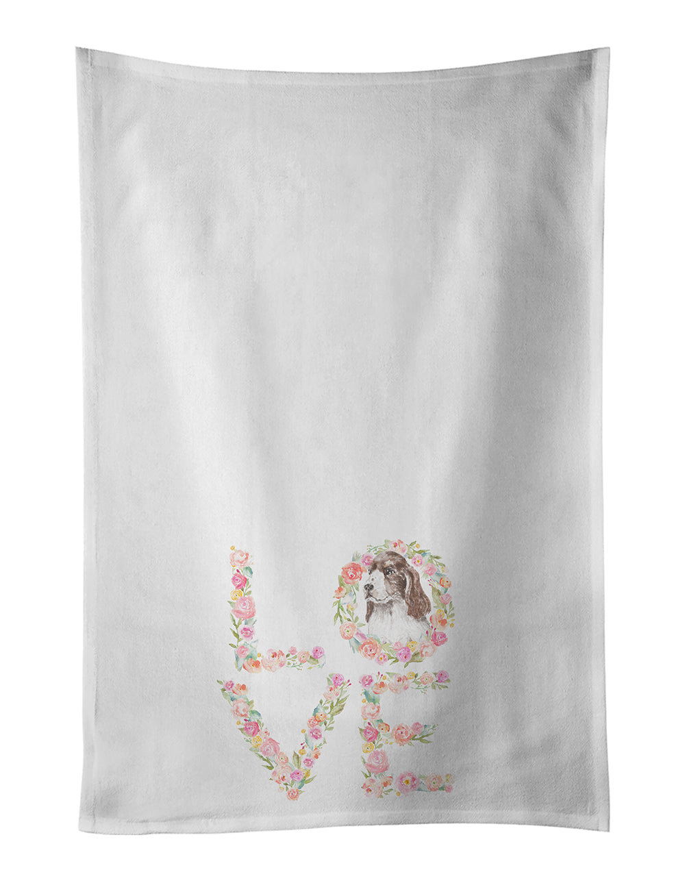 Cocker Spaniel #4 LOVE Kitchen Towel Set of 2 White Dish Towels Decorative Bathroom Hand towel for Hand, Face, Hair, Yoga, Tea, Dishcloth, 19 X 28", White
